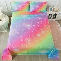 Rainbow Bed, Tie Dye Sheets, Full Bed Sheets, Tie Dye Bedding, Rainbow Bedding, Queen Bed Sheets, Kids Sheets, Glitter Rainbow, Pastel Girl