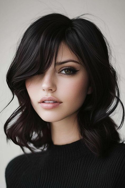 mediumlength hair, hairstyles, elegant Styling Side Bangs, Side Swiped Bangs, Side Sweep Bangs, Bob With Side Swept Bangs, Medieval Hair, Light Bangs, Medieval Hairstyles, Hair Projects, Hair Garland