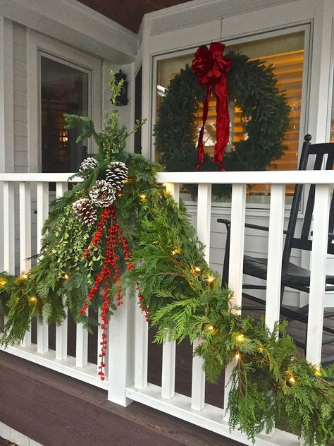 This was last week..........     At the Ritz in Naples, celebrating our accomplishments with an interior client. The warm breezes, Margarit... Porch Garland, Winter Containers, Outdoor Window, Outside Christmas Decorations, Christmas Window Decorations, Christmas Front Porch, Christmas Porch Decor, Fabulous Christmas, Golden Gate Park