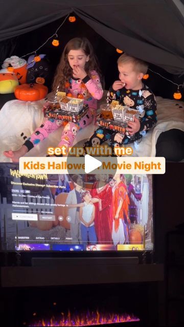 Mallory Lee | Stylish Mom | Dallas, TX on Instagram: "The way my kids lit up over this dine-in Halloween themed movie night will never leave my memory! ✨Comment “MOVIE” to get all of these Amazon Halloween items I used sent to your DM’s! 🎃
& of course, we had to introduce them to Halloween Town 🥰
.
🛍️ these items by commenting “MOVIE” on this reel or find them under the Halloween Movie Night folder on my amazon storefront (in my bio)
.
#movienight #amazonmusthaves #amazon #halloweenideas #kidshalloween #movienight #toddlermom #momhacks #kidsactivities #kidsfun #corememory #halloweentown #halloweenmovie #momlife" Kids Halloween Theme Movie Night, Halloween Themed Movie Night For Kids, Kids Halloween Movie Night, Halloween Themed Movie Night, Halloween Movie Night Aesthetic, Halloween Movie Night Ideas, Halloween Movie Night Party, Themed Movie Night, Halloween Themed Movies