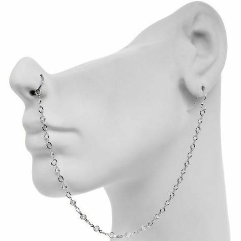 Ear To Nose Chain, Aesthetic Piercings, Nose Chain, Emo Jewelry, Pretty Punk, Pirate Jewelry, Jewelry Chains, Cool Ear Piercings, Cool Piercings