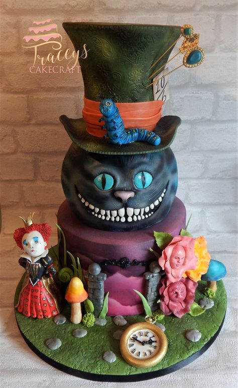 Alice And Wonderland Cakes, Alice In Wonderland Cake, Mad Hatter Cake, Tea Party Cake, Alice In Wonderland Cakes, Alice In Wonderland Tea Party Birthday, Alice Tea Party, Cake Templates, Alice In Wonderland Birthday