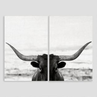 Wall Art 2 Piece, Longhorn Bull, Unique Picture Frames, Hanging Artwork, Wall Art Set Of 2, Art Set Of 2, Contemporary Home Decor, Office Art, World Market