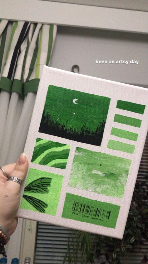 Something Green Drawing, Painting Ideas With Green Background, Painting Ideas On Canvas Sage Green, Green Asthetics Paintings, Canvas Painting Green Aesthetic, Cute Green Painting Ideas, Green Aesthetic Art Drawing, Green Aesthetic Canvas Painting, Green Simple Painting