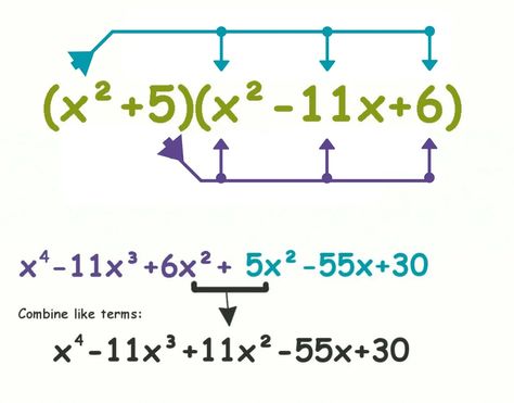 Multiply Polynomials (With Examples) - FOIL & Grid Methods - Owlcation Multiply Polynomials, Division Of Polynomials, Multiplying Polynomials, Foil Method, Combining Like Terms, Algebra Worksheets, Like Terms, Multiplication And Division, Different Types