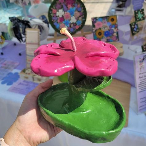 Pink Hibiscus Jewelry Holder🌺 This beautiful hand sculpted, painted & glazed piece can hold 12 pairs of earrings and has a jewelry dish at the bottom for any rings, bracelets, or trinkets. Only one is available! So let me know if you would like me to reserve it for you. #hibiscus #jewelryholder #earringholder #jewelrydish #clayart #handmade #handpainted #glazedclay #flowerart #hibiscusart Hibiscus Jewelry, Bestie Activities, Pink Hibiscus, Earring Holder, Rings Bracelets, Jewelry Dish, Jewelry Holder, Clay Art, Beautiful Hand