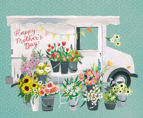 Katie Daisy Katie Daisy, Janet Hill, Wildflower Art, Flower Truck, Flowers Drawing, Flower Cart, Holiday Wall Art, Shop Illustration, Garden Journal