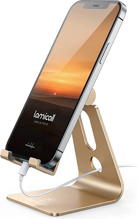 Amazon.com: Lamicall Adjustable Phone Stand, Cell Phone Holder Desk, Compatible with Phone 13 12 Mini 11 Pro Xs Max XR X 8 7 6 Plus SE, Smartphones Dock, Office Desktop Accessories - Gold : Everything Else Adjustable Phone Stand, Desk Phone Holder, Phone Stand For Desk, Phone Dock, Apple Watch Stand, Cell Phone Stand, Accessories Gold, Office Items, Office Desktop