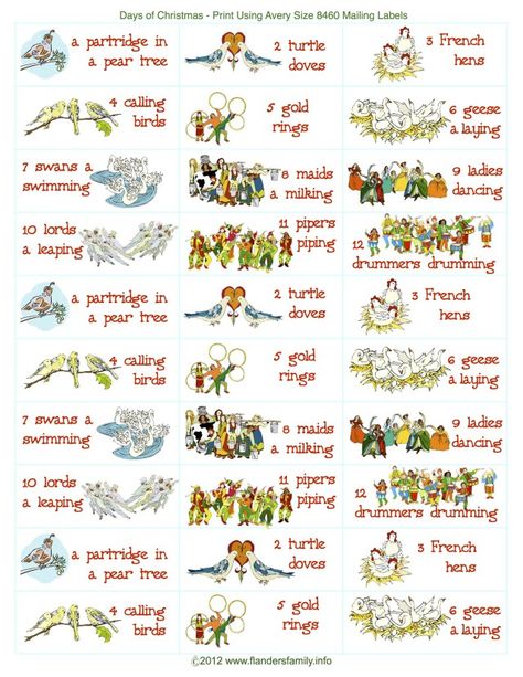 12 Days of Christmas Sing-a-Long (Free Printable) | The Flanders Family Website 12 Days Of Christmas Song, Funny Christmas Party Games, Christmas Party Games For Adults, Funny Christmas Games, Christmas Games For Adults, 12 Days Of Xmas, Christmas Lyrics, Fun Christmas Games, Adult Party Games