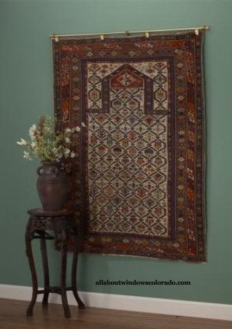 How to hang a rug gives suggestions for several ways to hang your rug and make it a focal point in any room... Carpet Rods, Stair Carpet Rods, Rug Hanging, Quilt Tapestry, Heat Registers, Tapestry Hanger, Diy Tapestry, Antique Persian Carpet, Stair Rods