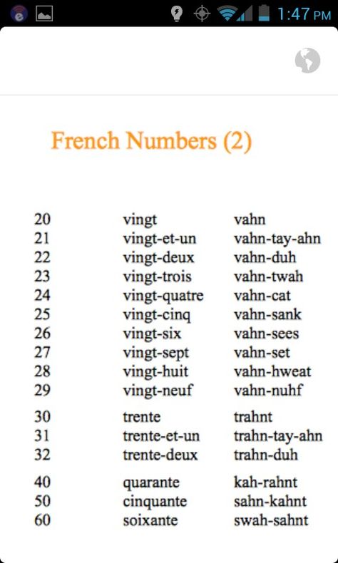 French Numbers 20-60 French Language Basics, Learn French Fast, French Numbers, French Basics, Learn To Speak French, French Alphabet, French Flashcards, Basic French Words, Study French