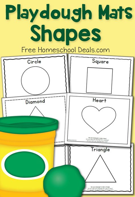 Playdough Mats: Shapes! Includes activity prompts on each mat. Dough Mats, Teaching Shapes, Playdough Activities, Shapes Preschool, Playdough Mats, Learning Shapes, Free Shapes, Shapes Activities, Free Homeschool