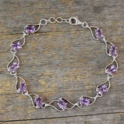 UNICEF Market | Amethyst and Rhodium Plated Sterling Silver Bracelet - Lilac Waves Quinceanera Jewelry, Blue Topaz Pendant Necklace, Silver Jewlery, Gems Bracelet, Purple Bracelet, Amethyst Bracelet, Wire Bracelet, Sterling Silver Bracelet, Stylish Jewelry