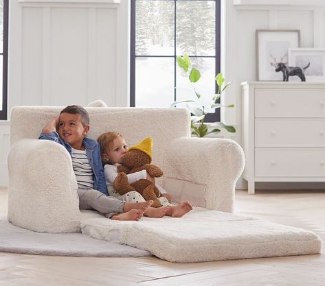 Sherpa Anywhere Sofa Lounger®| Kids Lounge | Pottery Barn Kids Boppy Newborn Lounger, Toddler Sofa, Sofa Lounger, Mini Couch, Newborn Lounger, Sleeper Bed, Washable Slipcovers, Pb Kids, Timeless Interiors