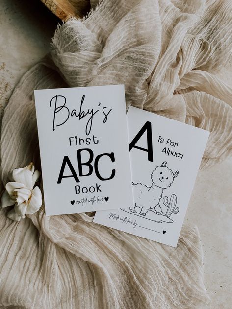 Baby Abc Book, Baby Alphabet Book, Book Minimalist, Abc Baby Shower, Abc Coloring Book, Book Shower, Storybook Baby Shower, Abc Coloring, Game Template