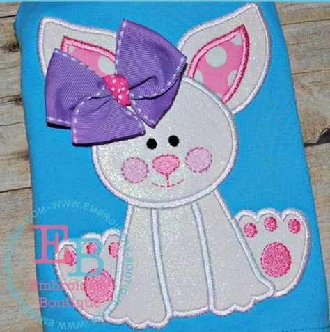 Hey, I found this really awesome Etsy listing at https://www.etsy.com/listing/179028639/glitter-easter-bunnie-applique Easter Applique Designs, Crewel Embroidery Tutorial, Bunny Sitting, Bunny Applique, Easter Applique, Easter Embroidery Designs, Embroidery Boutique, Crewel Embroidery Kits, Rabbit Design