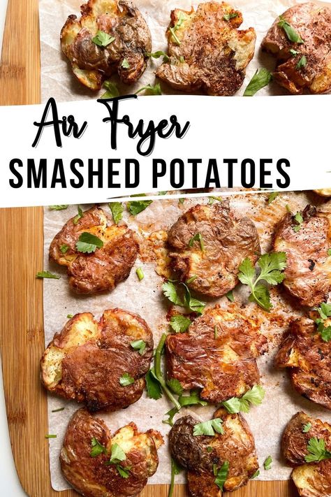 Air Fryer Smashed Potatoes Air Fryer Smashed Potatoes, Smashed Potatoes Recipe, Smashed Potatoes, Baby Potatoes, Dinner Sides, Air Fryer Recipes Easy, Healthy Side Dishes, Perfect Side Dish, Dinner Dishes