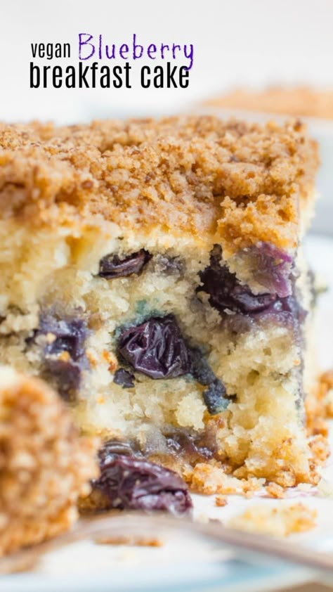 Blueberry Breakfast Cake (vegan) | Where You Get Your Protein Blueberry Breakfast Cake, Vegan Brunch, Blueberry Breakfast, Vegan Blueberry, Cake Vegan, Desserts Vegan, Tofu Scramble, Vegan Yogurt, Blueberry Recipes