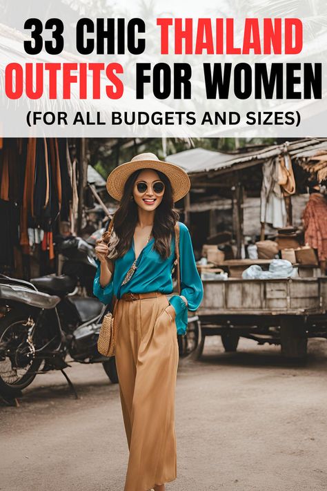 33+ Stunning Thailand Outfits For All Sizes (+ Packing Guide!) Feminine Travel Outfits, Thai Wedding Guest Outfit, How To Dress In Thailand, Phi Phi Island Thailand Outfit, What To Pack For Thailand In November, Ayutthaya Thailand Outfit, Phuket Outfit Ideas Women, Bangkok Thailand Aesthetic Outfit, Thailand Travel Outfits For Women