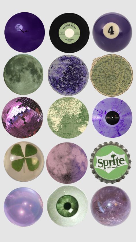 #purple #green #sage #sagegreen #darkpurple #violet Round Logo Ideas, Tee Design Print, Green Scrapbook, Ig Icons Highlights Aesthetic, Circle Collage, Violet Aesthetic, Abstract Nail Art, Purple Highlights, Artsy Pictures