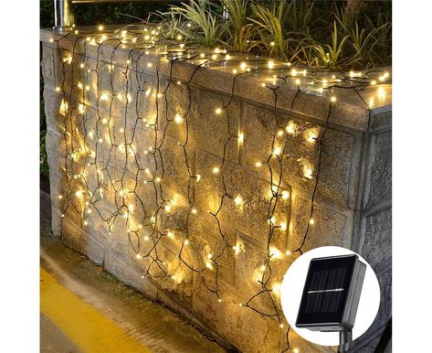 Solar Powered 200 LED Curtain Lights For Outdoor - Warm White Solar Christmas Lights, Led Fairy Lights, Solar Powered Lights, Solar String Lights, Solar Cell, Fairy String Lights, Garden Yard, Pisco, Outdoor Solar