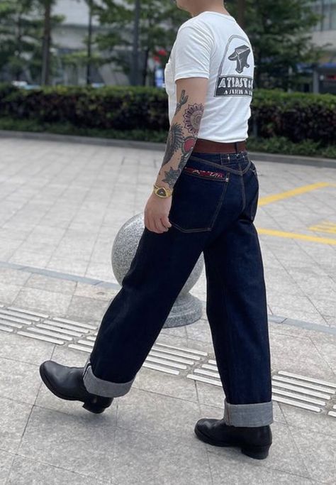 Americana Fashion Men, Japanese Americana, Animal Graffiti, American Casual Style, Japanese Workwear, Cowboy Denim, Disco Fashion, Mens Fashion Work, Classy Outfits Men