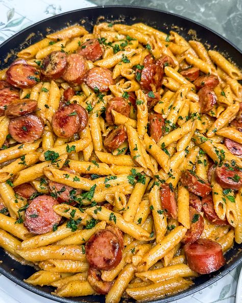 Alfredo Arteaga's Smoked Sausage Cajun Alfredo Pasta Turkey Sausage Alfredo Pasta, Sausage Cajun Alfredo Pasta, Cajun Sausage Recipes, Smoked Sausage Cajun Alfredo, Cajun Alfredo Pasta, Smoked Sausage Alfredo, Smoked Pasta, Smoked Sausage Recipes Pasta, Grilled Turkey Recipes