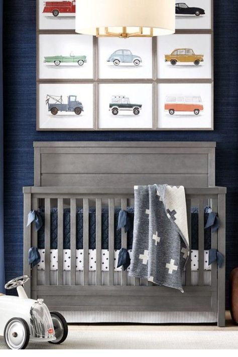 Boy Nursey, Boy Nursery Cars, Car Themed Nursery, Vintage Car Nursery, Boy Nurseries, Truck Nursery, Car Nursery, Room Boy, Baby Nurseries