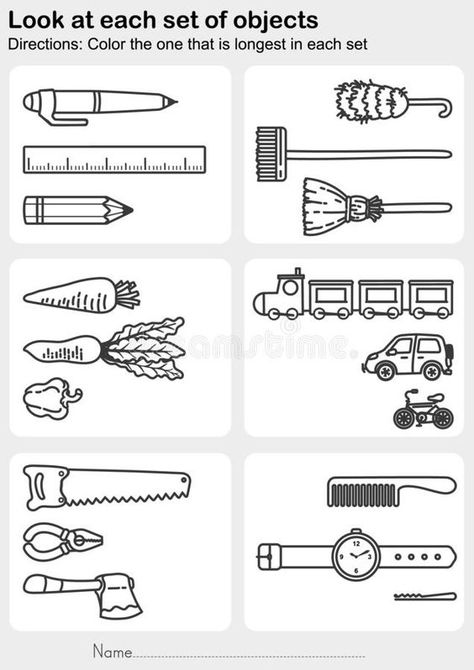 Measurement Worksheets, Kids Worksheets Preschool, Free Preschool Worksheets, Math Measurement, Math Work, Kids Math Worksheets, 1st Grade Worksheets, Kindergarten Math Worksheets, Math Activities Preschool