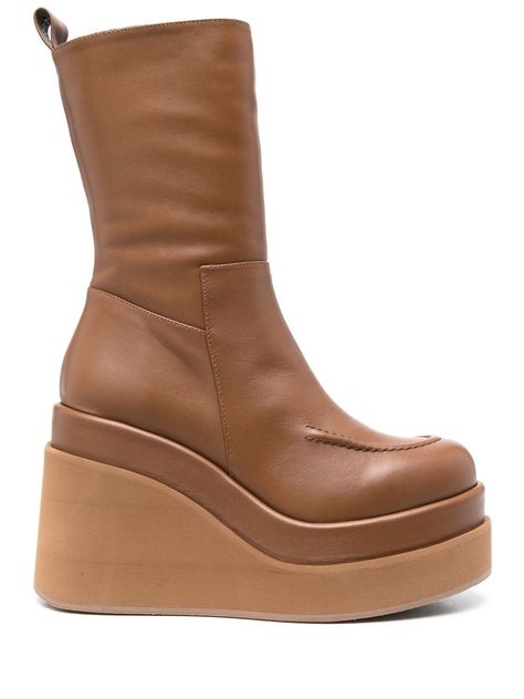 Platform Wedge Boots, Designer Ankle Boots, Womens Designer Boots, Leather Biker Boots, High Wedges, Boots Suede, Cowboy Style, Coffee Brown, Biker Boots