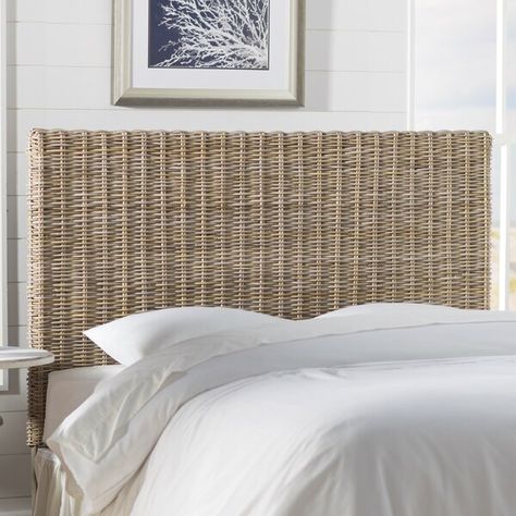 Coastal Headboard, Beach Headboard, Headboard Wood, Wicker Headboard, Rattan Headboard, Wingback Headboard, Frame Ideas, Coastal Bedrooms, Brown Furniture