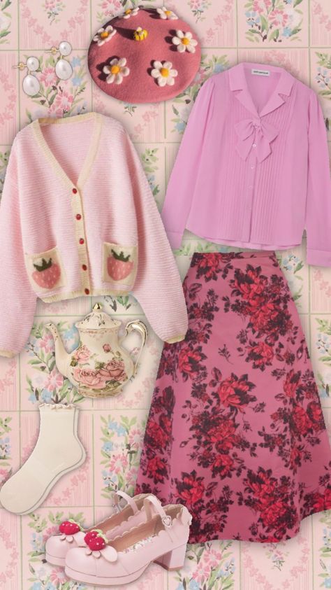 #grandmacore #pink #outfitinspo Pink Grandma Aesthetic, Grandmacore Aesthetic Outfit, Grandmacore Outfit, Grandmacore Aesthetic, Soft Ideas, Cute Church Outfits, Grandma Clothes, Grandma Aesthetic, Lollipop Chainsaw