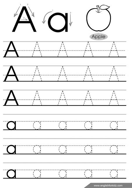 Letter a tracing worksheet, English for kids Trace Worksheet, Letter Worksheets Kindergarten, Tracing Letters Preschool, Alphabet Writing Worksheets, Kindergarten Alphabet, Tracing Worksheets Free, Letter Worksheets For Preschool, Abc Tracing, Printable Alphabet Worksheets