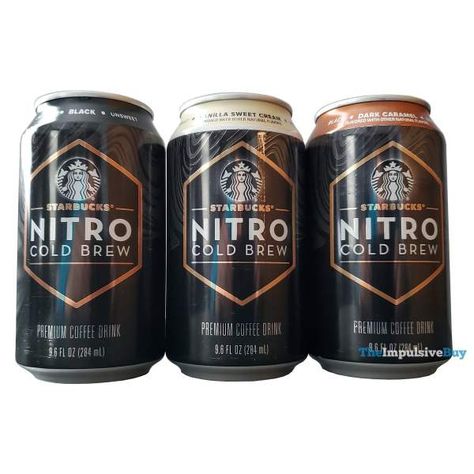 What is Starbucks Canned Nitro Cold Brew? Starbucks has introduced three new cold brew flavors in nitrogen-infused cans – Black, Dark Caramel, and Vanilla Sweet Cream. How is it? It had me at “Nitro.” If any coffee shop offers anything Nitro, I’m getting it every time. It’s smoother and tastier than the regular fare. There’s […] The post REVIEW: Starbucks Canned Nitro Cold Brew appeared first on The Impulsive Buy. Starbucks Ristretto Drinks, Nitro Cold Brew Starbucks, Nitro Cold Brew At Home, Starbucks Nitro Cold Brew Order, Starbucks Nitro Cold Brew, Cold Brew Can Design, Coffee Flavors Drinks, Canned Coffee, Vanilla Sweet Cream