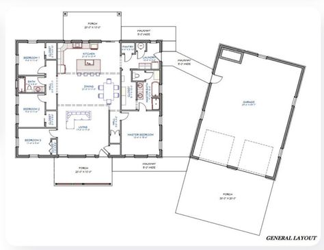 Explore the seamless blend of rustic charm and modern design with these barndominium plans, offering stylish porches that extend your living space into the beauty of nature. Barndominium Homes, Dream Barndominium, Barndominium House Plans, Barndo Plans, 3 Bedroom Home Floor Plans, Barndominium House, Barn Homes Floor Plans, Barn Houses, Barndominium Plans