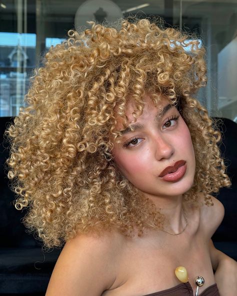 Warm Blonde Curly Hair, Blond Hair Curly, Blond Natural Hair, Blond Afro, Honey Blonde Curly Hair, 4a Curls, Blonde Hair Curly, Blonde Baddie, 3c Curls