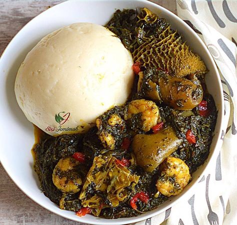 Afang Soup, Pounded Yam, Nigeria Food, Good Morning Christmas, Veg Pizza, Africa Food, African Food, Food Network, Pot Roast