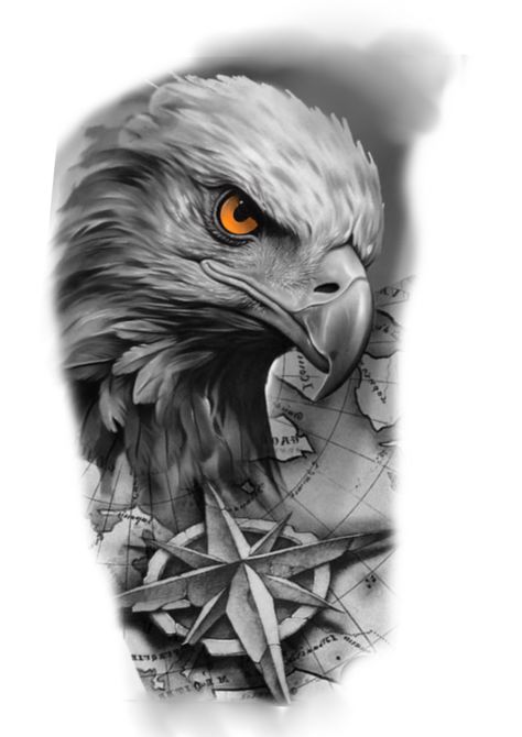 Eagle With Compass Tattoo Designs, Golden Eagle Tattoo, Eagle Tattoo Men, Eagle Tattoo Design, Bird Pencil Drawing, Tiger Tattoo Sleeve, Instagram Black Theme, Compass Tattoo Design, Men Tattoos Arm Sleeve