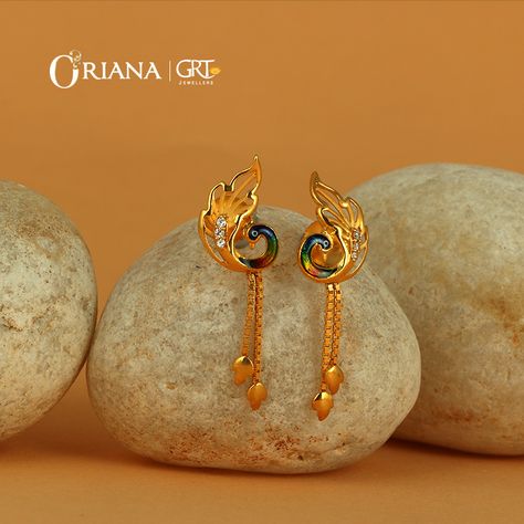 3 Gms Gold Earrings, Gold Earrings Designs For Daily Use For Women, Peacock Earrings Indian Gold, Daily Use Gold Earrings, Gold Earrings Designs For Daily Use, Daily Use Gold Earrings Indian, Long Chain Earrings Gold, Chain Tops, Magical Earrings