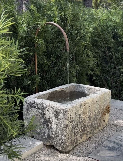 Mediterranean Garden Water Feature, Front Porch Water Feature, Mediterranean Fountain, Kolam Koi, Outdoor Fountain, Water Features In The Garden, Mediterranean Garden, Garden Fountains, Garden Landscape Design