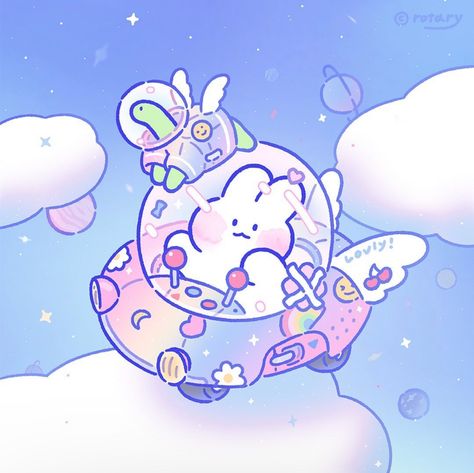 Kawaii 3d Art, Bunny Drawing Kawaii, Kawaii Spaceship, Lovely Mongmong, Cute Spaceship, Kawaii Astronaut, Space Kawaii, Space Bunnies, 달력 디자인