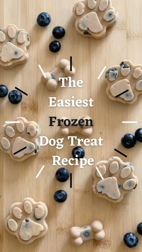 Frozen Dog Food Toppers, Home Made Frozen Dog Treats, How To Make Frozen Dog Treats, Healthy Frozen Dog Treats Homemade, Diy Dog Things, Dog Treats With Blueberries, Silicone Dog Treat Recipes, Diy Healthy Dog Treats, Dog Ideas Diy