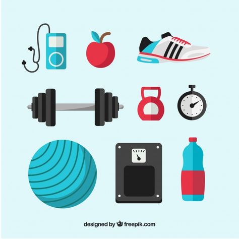 Set of gym elements with exercises tools | Free Vector #Freepik #freevector #sport #fitness #health #gym Fitness Moodboard, Gym Illustration, Crossfit Quotes, Gym Icon, Sport Vector, Fitness Icon, Birthday Cake Topper Printable, Fit Couple, Fitness Tools