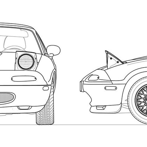 Mazda Mazda Miata Drawing, Miata Sketch, Miata Drawing, Miata Car, Corvette Art, Car Icon, Eunos Roadster, Blueprint Art, Best Jdm Cars