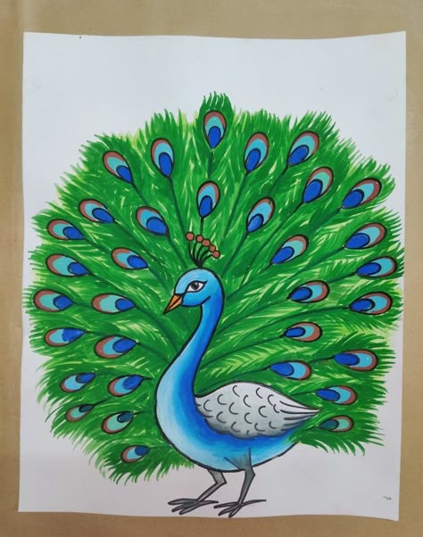 Peacock Painting Easy, Peacock Drawing With Colour Easy, Peacock Art Drawing, Drawing Of A Peacock, Peacock Drawing For Kids, Peacock Drawing Pencil Sketch Beautiful, Drawing Of Peacock, How To Draw A Peacock, Peacock Drawing Simple