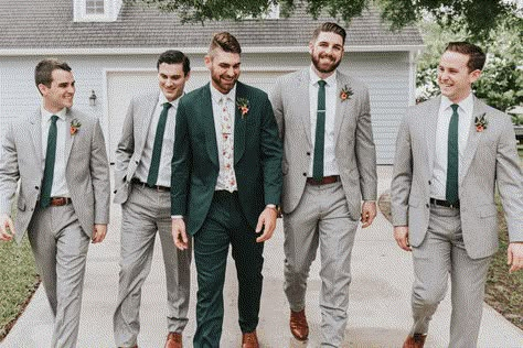 How to Choose Suit Accessories | The Black Tux Blog Groomsmen Attire Emerald Green Wedding, Groomsmen Attire With Green Bridesmaids, Semi Formal Wedding Attire, Gray Groomsmen Suits, Groomsmen Outfit, Men Standing, Green Wedding Suit, Wedding Groomsmen Attire, Men In Suits