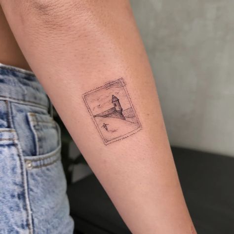 Puerto Rico Stamp Tattoo, Detailed Fine Line Tattoo, Fine Line Stamp Tattoo, Small Puerto Rico Tattoo, Puerto Rico Tattoos, Post Card Tattoo, Tiny Fine Line Tattoo, Pr Tattoo, Postcard Tattoo