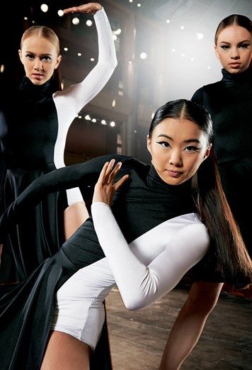 Asymmetrical Dress with Sequin Leotard | Weissman® White Contemporary Costume, Black And White Dance Costumes Contemporary, Black Contemporary Dance Costume Dresses, Contemp Dance Costume, Jazz Dance Costumes Sassy, Weissman Dance Costumes, Sequin Leotard, Dance Wear Practice, Jazz Outfits