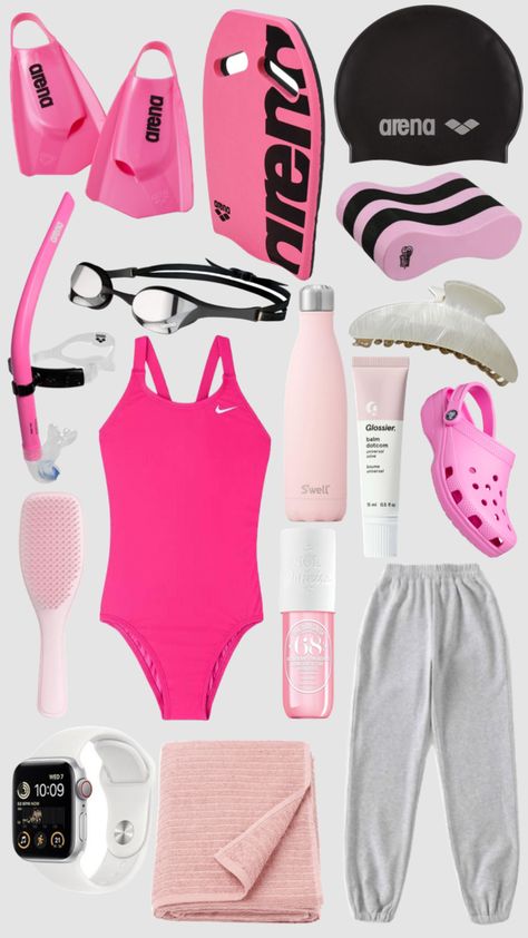 Swim Practice Outfit, Swim Organization, Swim Meet Essentials, Swimmer Outfits, Swimming Outfit Ideas, Swimmer Aesthetic, Competitive Swimming Pictures, Swimming Photos, Swimming Motivation