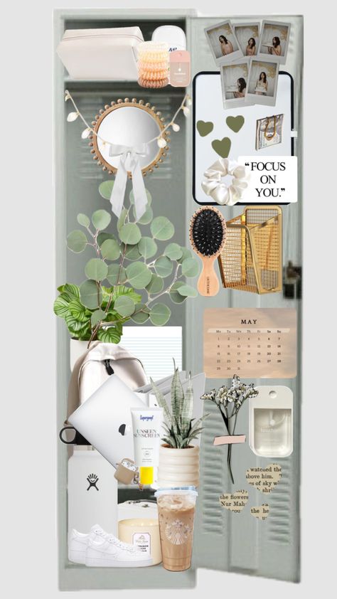 #lockerinspo cutee Aesthetic Locker Decor, Locker Essentials, School Locker Organization, School Locker Decorations, Middle School Lockers, High School Lockers, Middle School Supplies, Middle School Essentials, Locker Designs